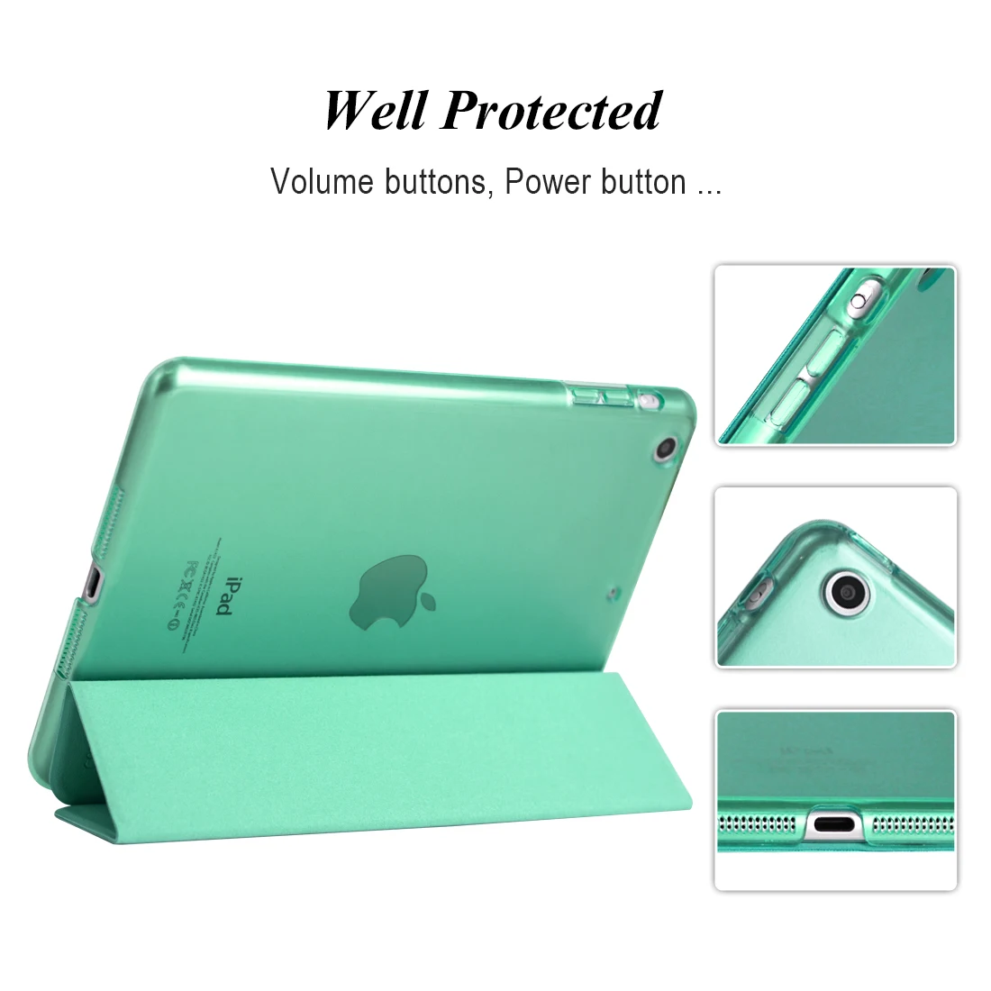 Чехол для iPad Mini 2/mini 3/мини 1 чехол из искусственной кожи Ultra Slim + полупрозрачный ПК