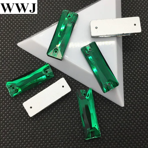 green zircon Link 1 все размеры и цвета 5x15 мм, 6x18 мм, 7x21 мм, 8x24 мм, 9x27 мм космическое багет швейное стекло, кристалл, камень с 2 отверстиями - Цвет: green zircon