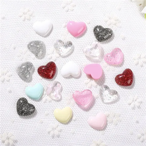 mixed 20 шт 11 мм Смешанные Kawaii позолоченные сердца плоские резиновые Кабошоны для телефона Deco. Аксессуары для скрапбукинга DIY - Цвет: mixed