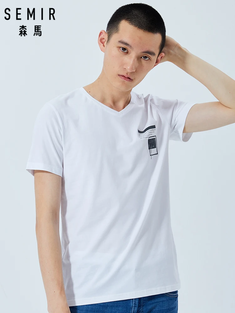 Мужская приталенная футболка SEMIR Приталенная с короткими рукавами v-образным
