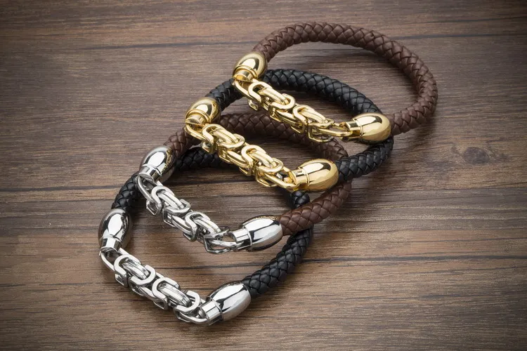 Женский винтажный браслет из натуральной кожи металлический классический с