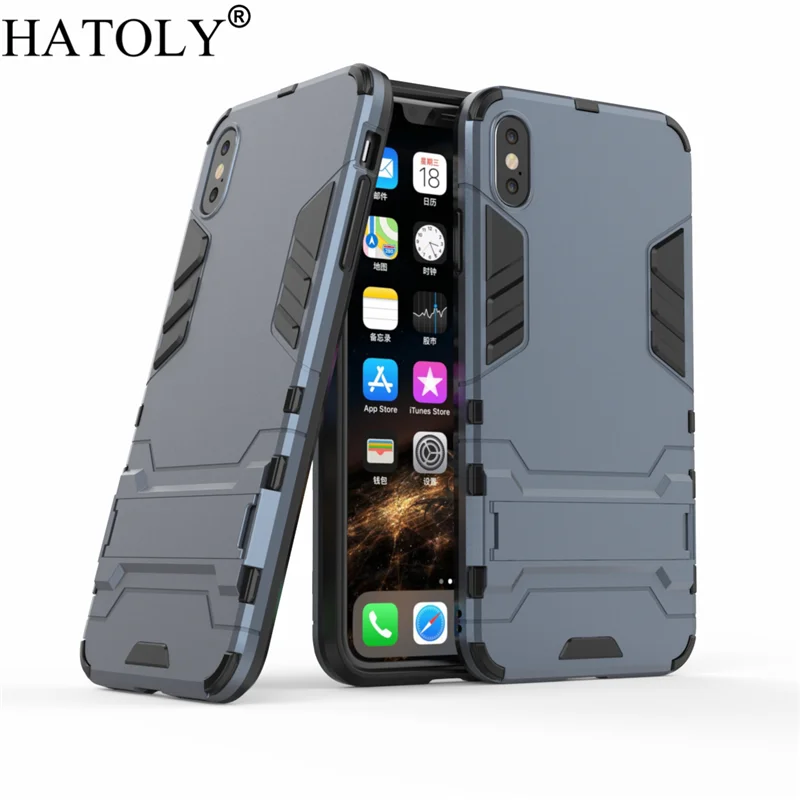 Чехол HATOLY для iPhone XS Max противоударный силиконовый чехол с роботом Твердый на