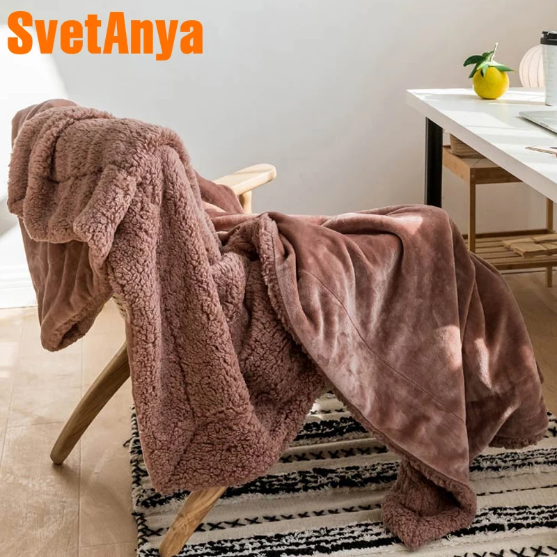 Постельное белье диван одеяло толстый и теплый плед однотонный цвет|sofa throws|bedding