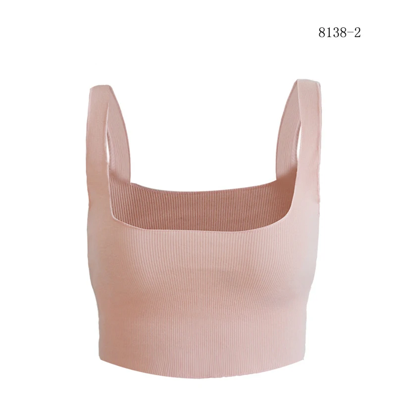 Square Collar Backless Slim Knitted Elastic Casual Tank Tops Women Summer Crop Top Clothes 2019 Short Green White Pink | Женская одежда