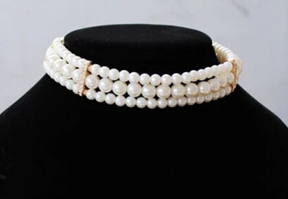 ddh001653 Elegant Gold Pearl Beads Crystal Chain Choker Bib Necklace (B0409) | Украшения и аксессуары