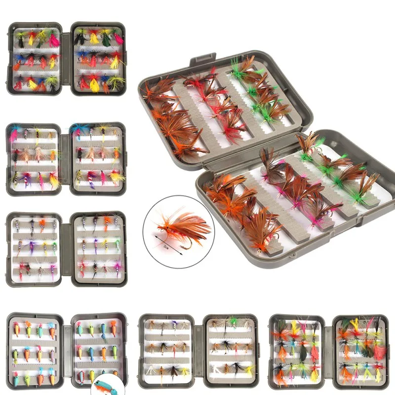 24 PCS Fake Fihing Bait Bionic Fly Hook Dry Squid Salmon Hooks Fishing Insects And Feathers | Спорт и развлечения