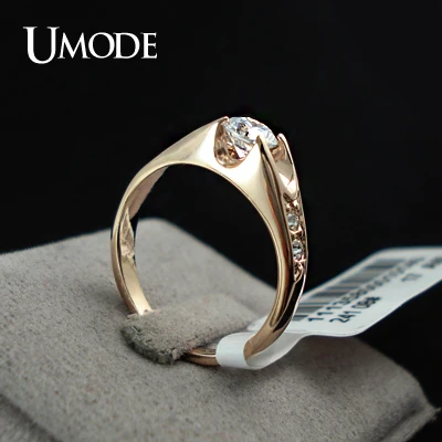 UMODE Кольца для помолвки с покрытием из розового золота 18к и фианитами 0,5к JR0064A