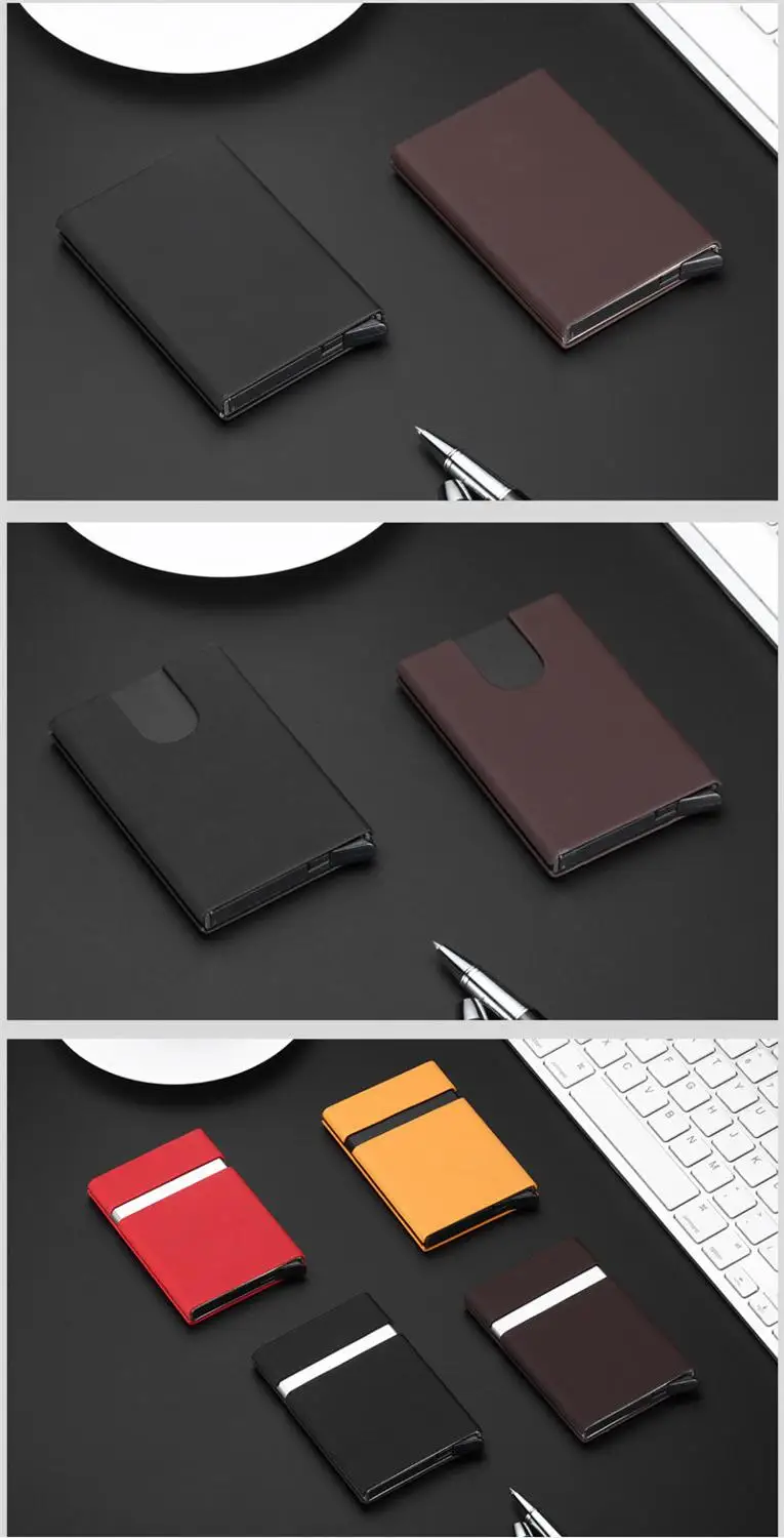 Автоматический выдвижной держатель для кредитных карт из искусственной кожи 2019 |