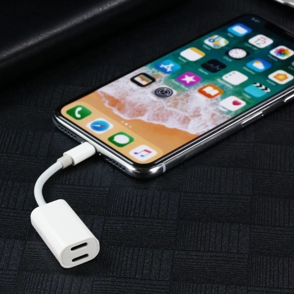 Адаптер FOXSUN Dual для Lightning аудиоразъем наушников и разветвитель зарядки iPhone X/ 8/7