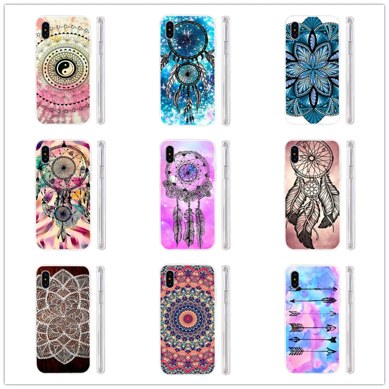 Мягкий чехол для iPhone X XS XR чехлы из ТПУ цветные серьги Henna Mandala цветочный узор Fundas 8 7