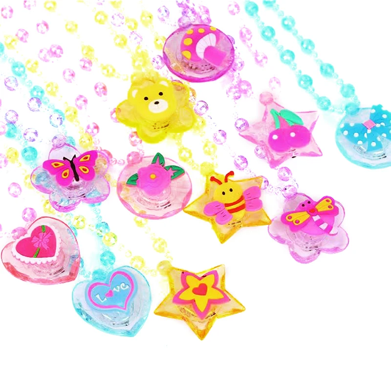 Цвет случайный прозрачный ожерелье мультфильм свечение игрушка подарок сыновья