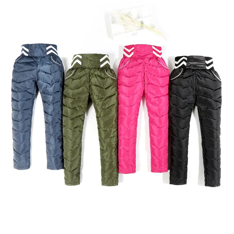 Новые модные зимние брюки на утином пуху детские теплые для девочек