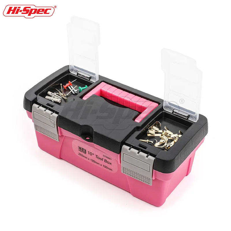 Hi-Spec 10 12,5 дюймов портативный ящик для инструментов, пластиковый ящик для хранения, розовый женский внутренний слой, ящик для инструментов, компоненты для инструментов, предметы первой необходимости на каждый день