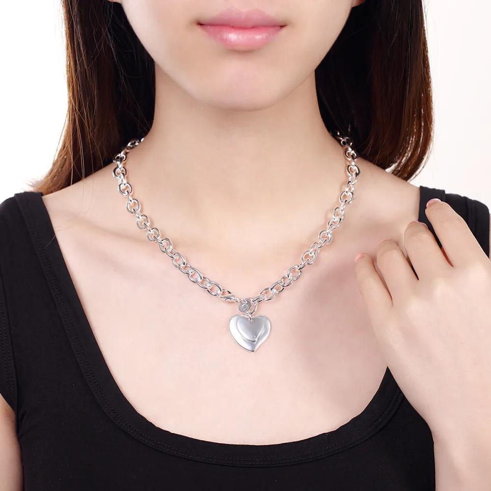 2017 заявление ожерелье стерлингового серебра 925 Мода звено цепи Два Двойное