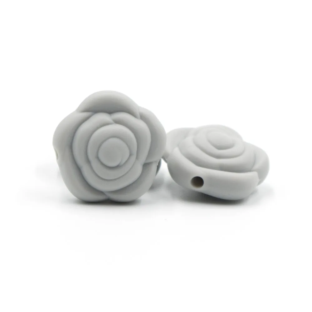 Light Gray 10 шт. розовые силиконовые бусины 20 мм мини цветок ожерелье-прорезыватель бусины BPA бесплатно Perle силиконовые Товары для ухода за ребенком игрушки - Цвет: Light Gray