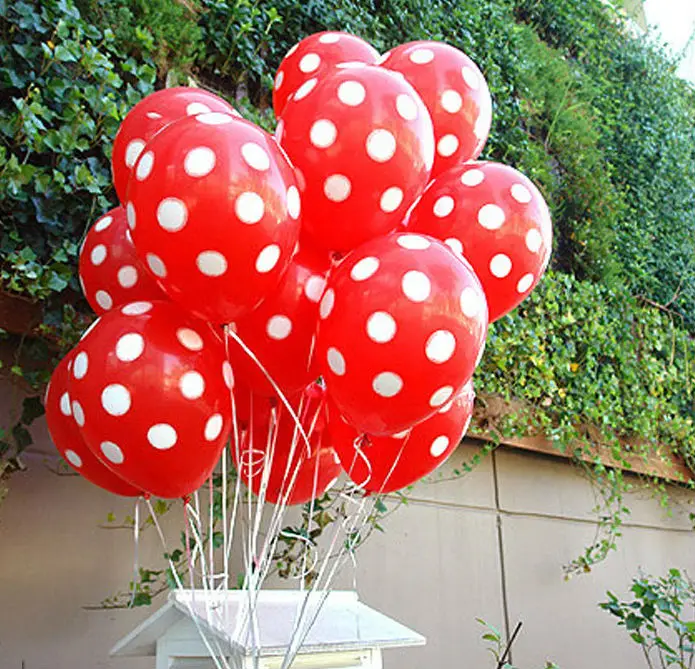 10 шт./лот 12 дюймовые латексные воздушные шары в горошек надувные с принтом для