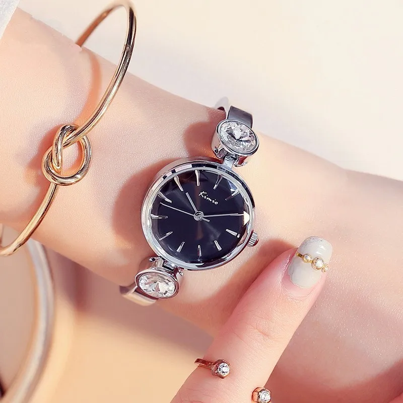 KIMIO повседневное Близнецы Стразы Кристалл дамы часы лучший бренд класса люкс