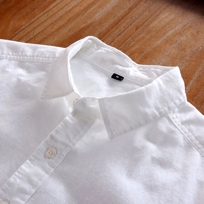 

2020 spring new white thin section fresh breathable long-sleeved linen shirt men's beach casual sunscreen cotton shirt