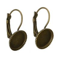 doreenbeads zinc metal alloy alloy earrings findings round antique bronze cabochon settingsfit 12mm23mm x13mm4 pcs