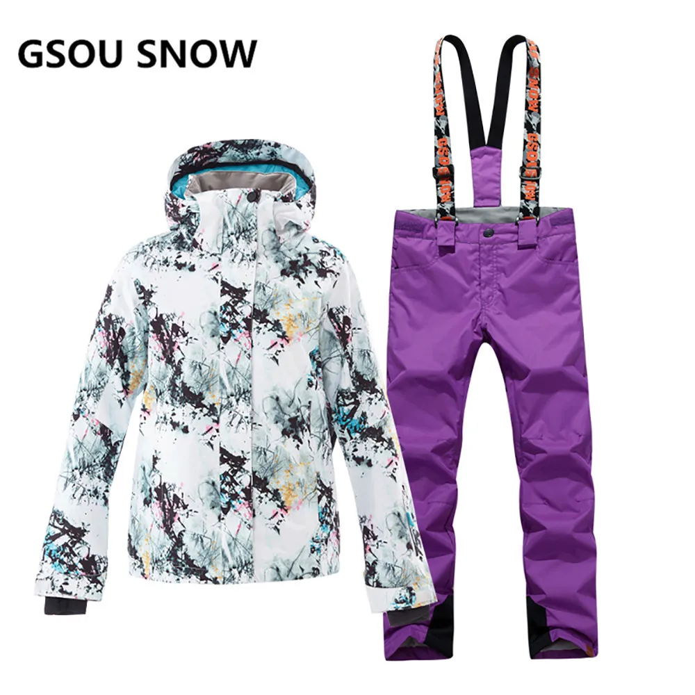 Gsou Snow Brand лыжный костюм для женщин лыжная куртка брюки девочек зимние уличные