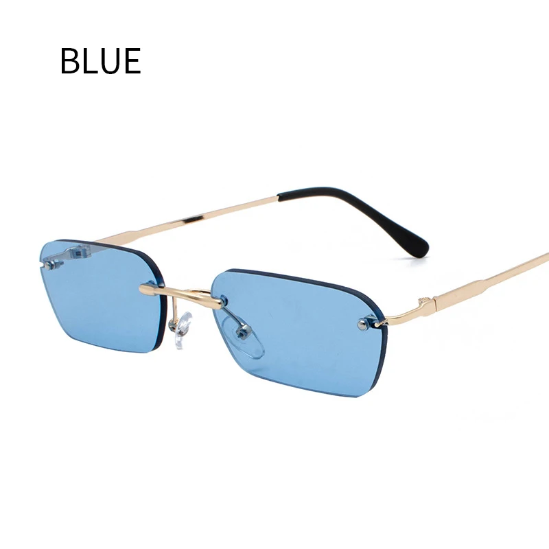 C5 BLUE SIMPRECT без оправы Квадратные Солнцезащитные очки для женщин Металл Малый солнцезащитные очки для мужчин брендовая дизайнерская обувь модные Люнет де Soleil YJ1028 - Цвет линз: C5 BLUE