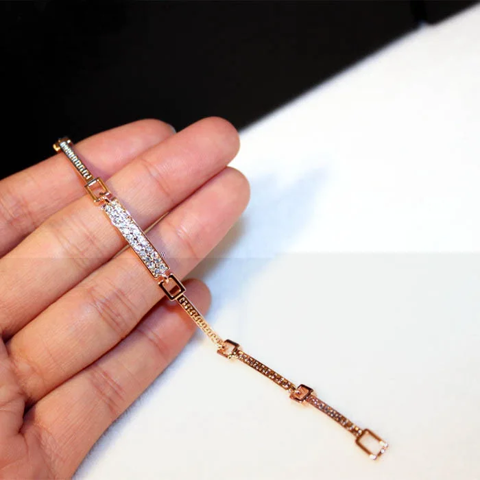 Женский браслет из розового золота с микрозакрепкой циркония модные ювелирные