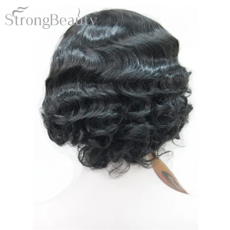 2 StrongBeauty короткий волнистый парик блондинка черный коричневый красные синтетические волосы женщины косплей парик - Цвет: 2
