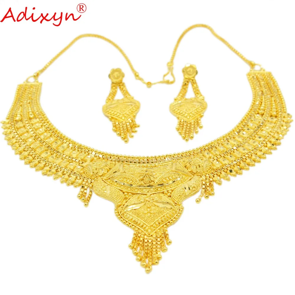 Золотое ожерелье/серьги Adixyn серьги для женщин/девушек комплект ювелирных