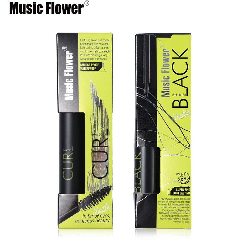 Music Flower черный набор туши для ресниц устойчивый к пятнам Экстра щипцы для завивки волос Идеальный воды-доказательство Стойкая подводка для глаз Косметика