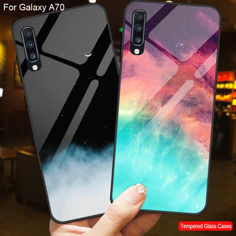Чехол из закаленного стекла для Samsung Galaxy A70 силиконовый мягкий чехол-накладка A 70