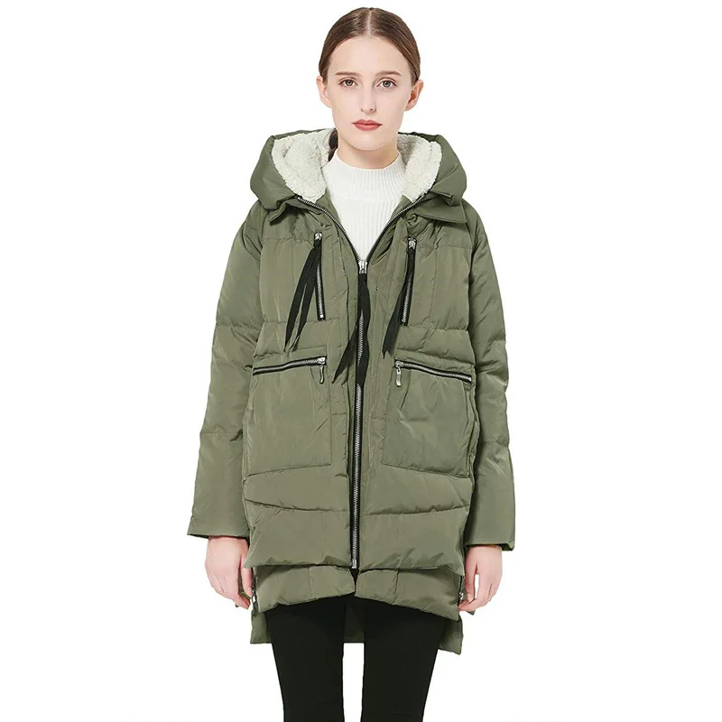 Женская зимняя куртка с натуральным мехом енота Толстая теплая куртка-пуховик на