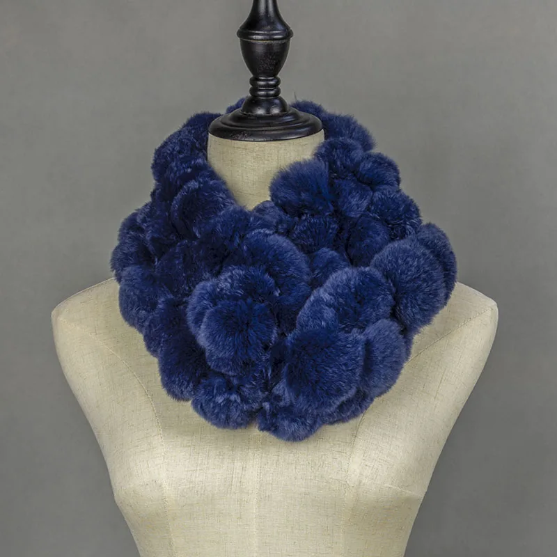 2018 Winter Real Fur Ball Scarf Women Pom Fashionable Warm Womens Scarfs Gray Ladies Scarves Natural |