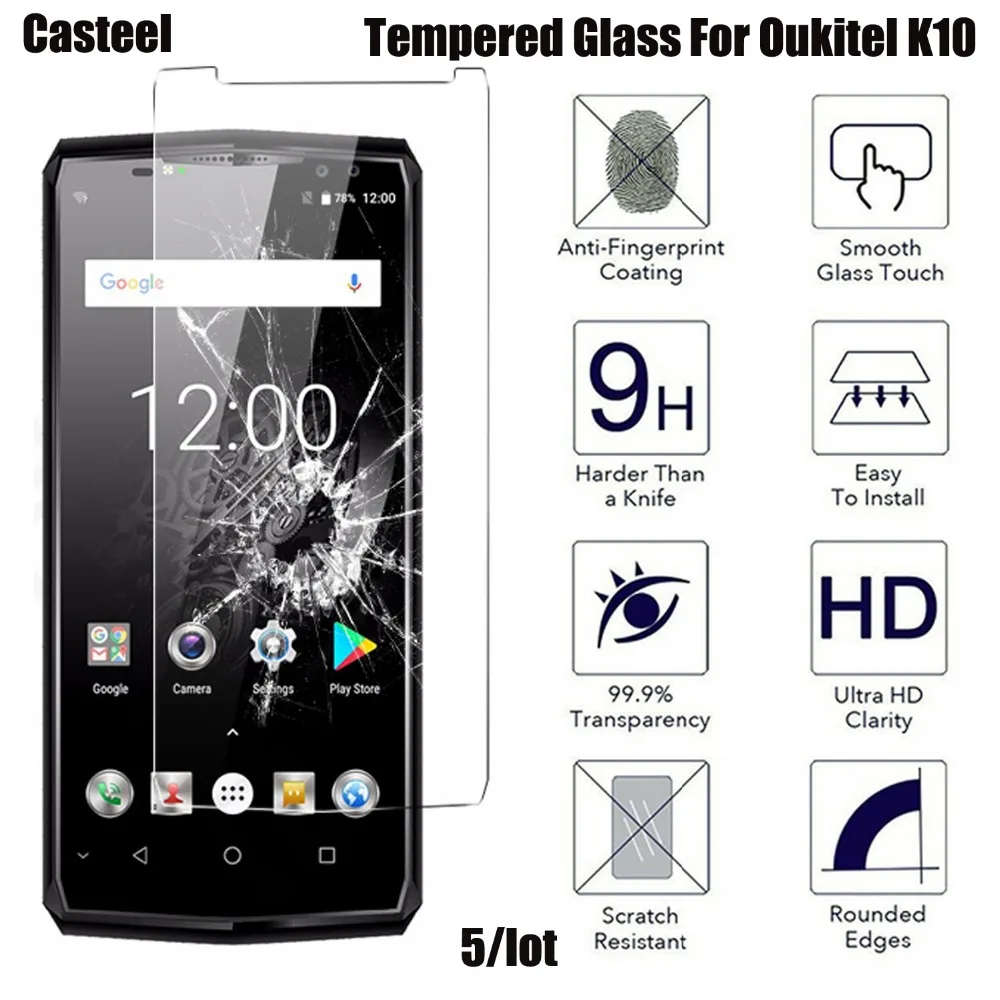 

5 шт./партия, закаленное стекло для Oukitel K10, 0,3 мм, 9H