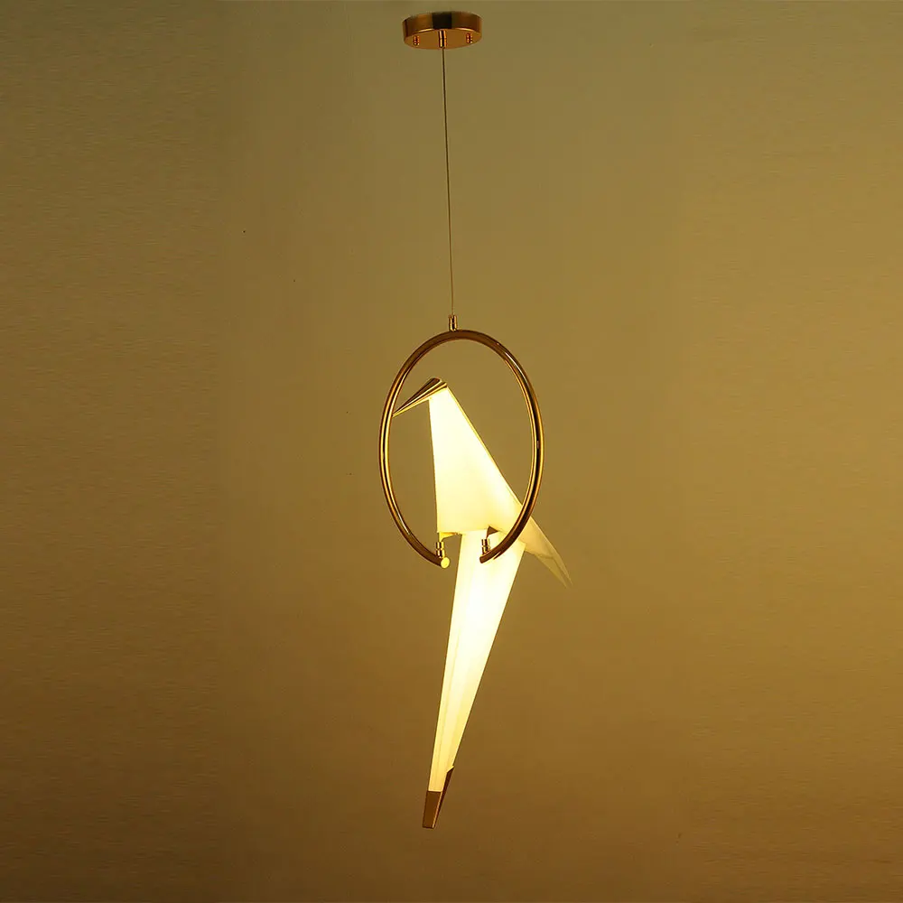 Lámpara colgante de araña clásica de Metal con grúa de papel moderna para restaurante, sala de estar, comedor, habitación de niños, LED con diseño de pájaros