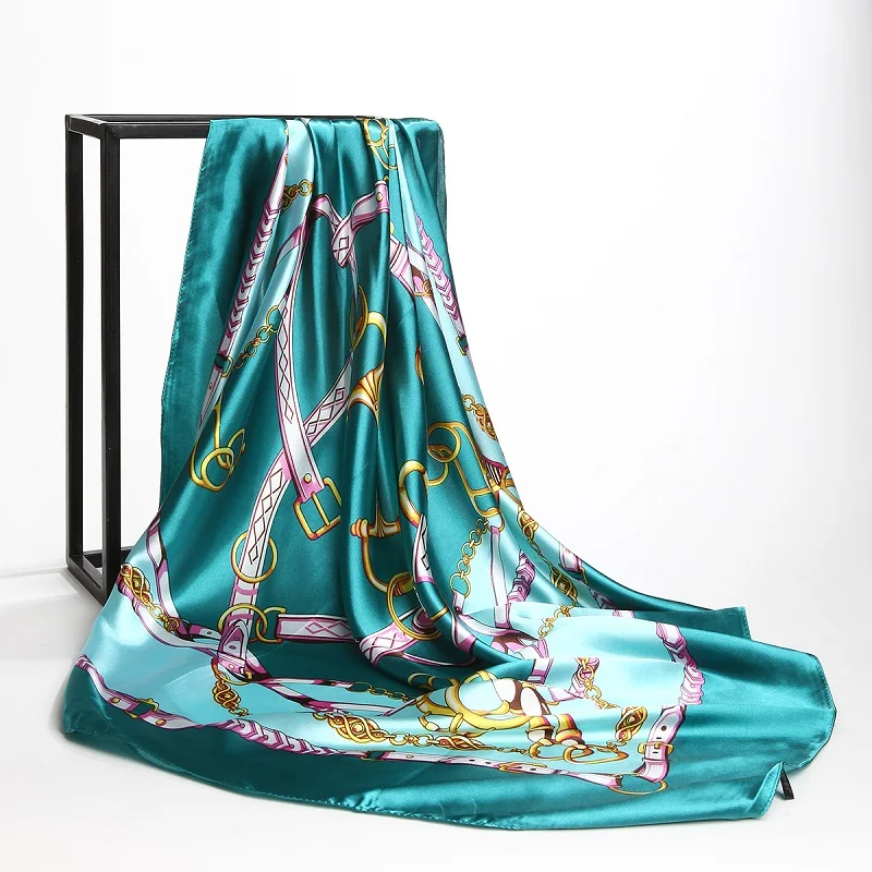 Женский Шелковый атласный шарф с принтом 90x90 см|beach shawl|brand shawlfashion shawls |