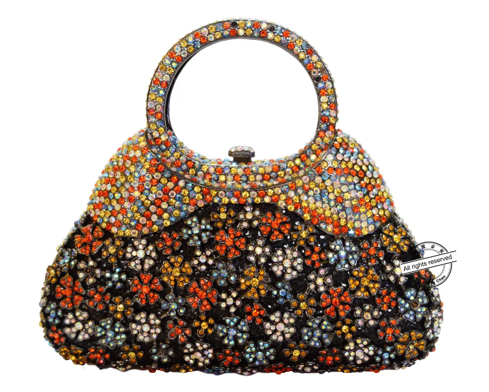 Стильная Золотая вечерняя сумка роскошный женский клатч с кристаллами и ручкой