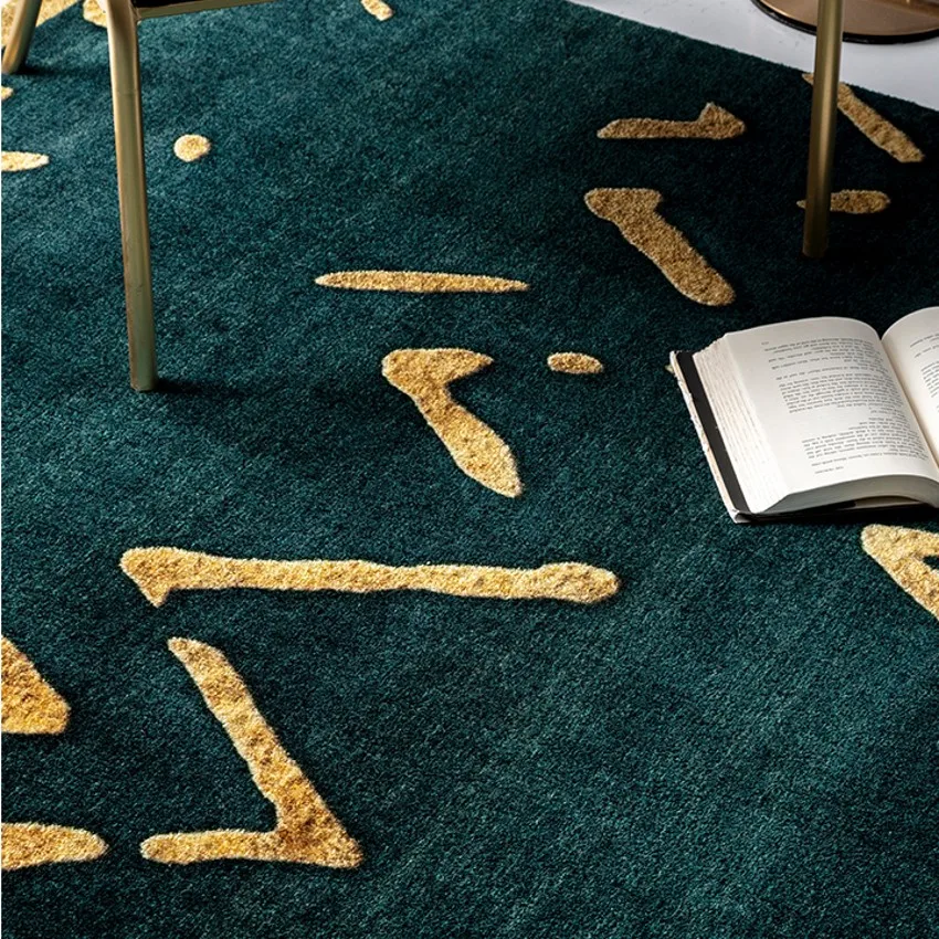 Скандинавский стиль INS популярный темно-зеленый цвет с металлическим переплетением коврик для гостиной, пост современные украшения прикроватный коврик. Вилла ковер