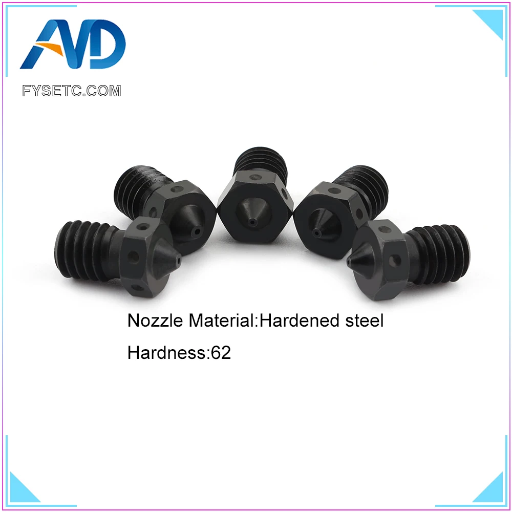 

10pcs Hardened Steel V6 Nozzles For High Temperature Hardness 3D Print PEI PEEK Carbon Fiber Filament For E3D Titan Aero Hotend