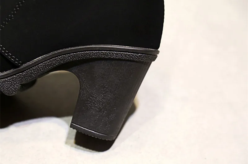 Женские ботинки на высоком каблуке; Модные женские ботильоны; коллекция года; зимние ботинки; женские осенние ботинки на толстом квадратном каблуке