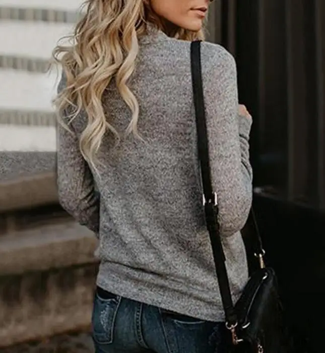 2018 Europe and America Autumn Winter new sweater women's V-neck rabbit velvet stitching crossover sweate | Женская одежда