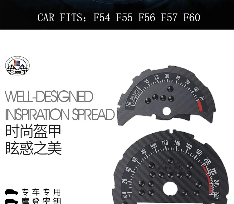 Тахометр из углеродного волокна и Speedmeter стикер для Mini Cooper F55 F54 F56 F57 F60(2 шт./компл