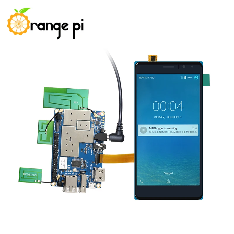 Оранжевый Pi 4G IOT + 5 дюймов TFT ЖК дисплей сенсорный Экран Питание работают на Android 6 0