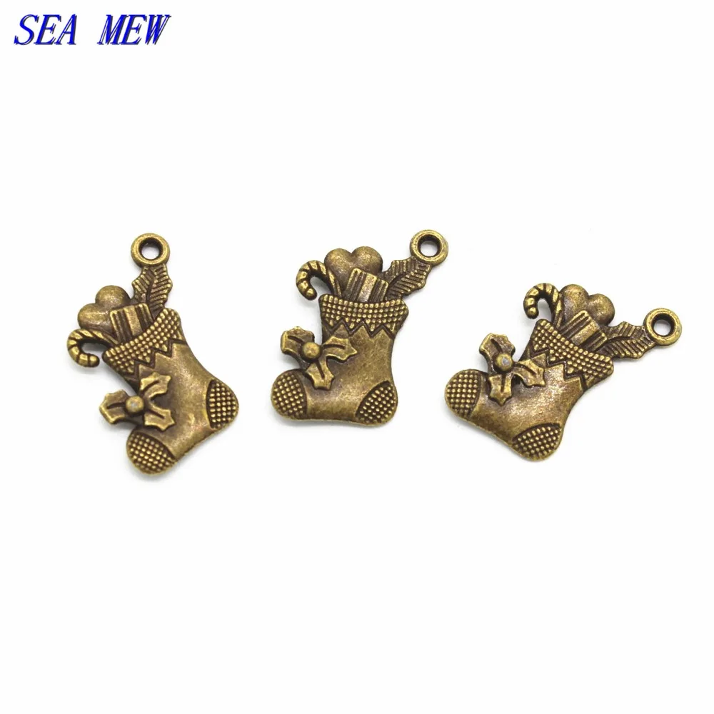 

SEA MEW 120 шт. 13*20 мм античный бронзовый покрытый Винтажный стиль Металл цинковый сплав Рождественская Бута очарование DIY ювелирные аксессуары