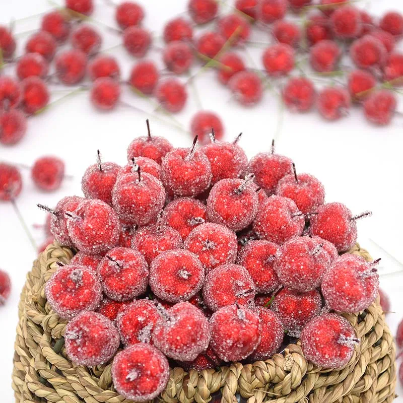 10 шт./лот 2 см имитация фруктов искусственное красное яблоко Stamen поддельные