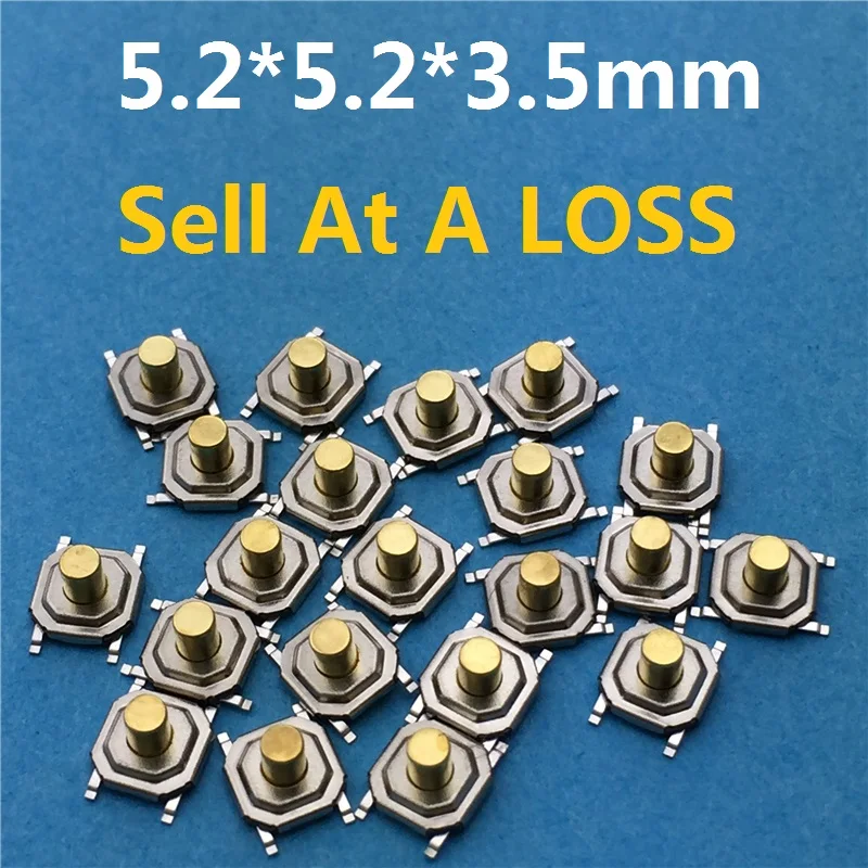 20 шт./лот 5,2*5,2*3,5 мм 4 PIN SMT G67 металлическая тактильная нажимная кнопка переключатель, клавишный переключатель отличное качество