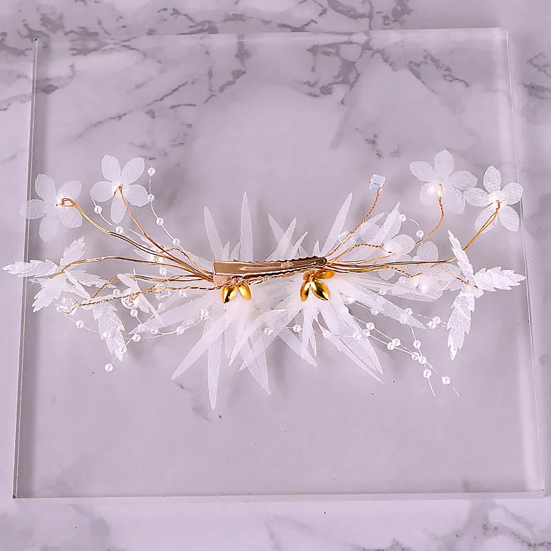 Sweet Korean Silk Yarn Flowers Handmade Bridal Hair Pins Headpiece Children's Performance Hairpin Tiara Headwear Hair Jewelry VL