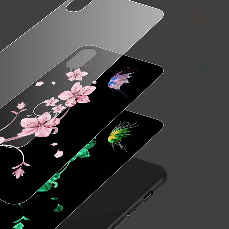 Светящийся стеклянный чехол для iPhone X XS MAX роскошный силиконовый телефона 7 8 Plus