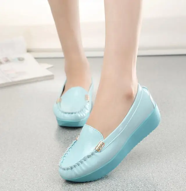 Free shipping heavy-bottomed platform shoes patent leather casual simple wild bow flat candy Peas |
