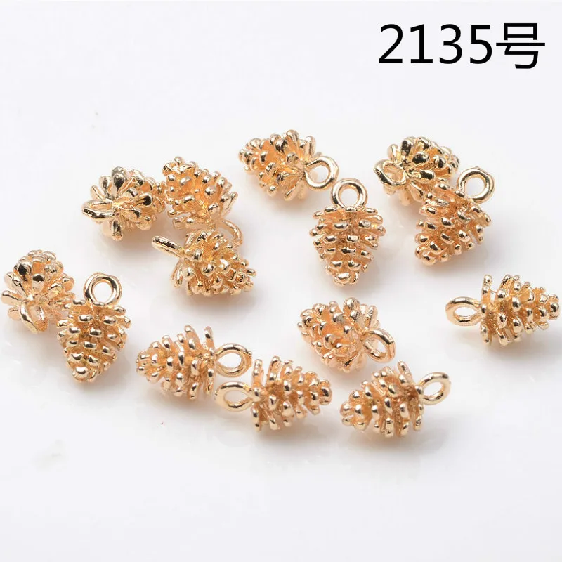 50pcs/pack 8*12mm Gold Color Alloy Metal Small Pinecone Charm Pendant For DIY Handmade Jewelry Making Wholesale