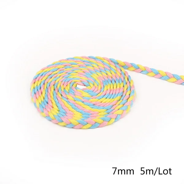 Style 1 5 метров смешанных цветов 3 акции витые хлопковые шнуры 7 мм самодельный декоративный дизайн веревки хлопок шнур для браслета подарочная упаковка пояс шляпа - Цвет: Style 1
